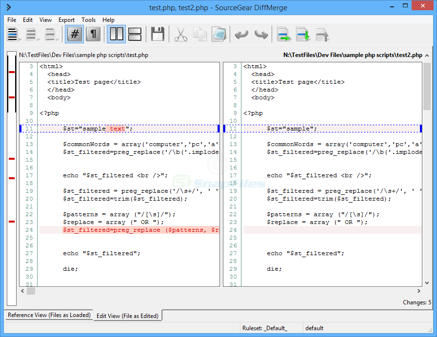 screen capture of DiffMerge