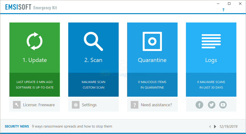 screen capture of Emsisoft Emergency Kit