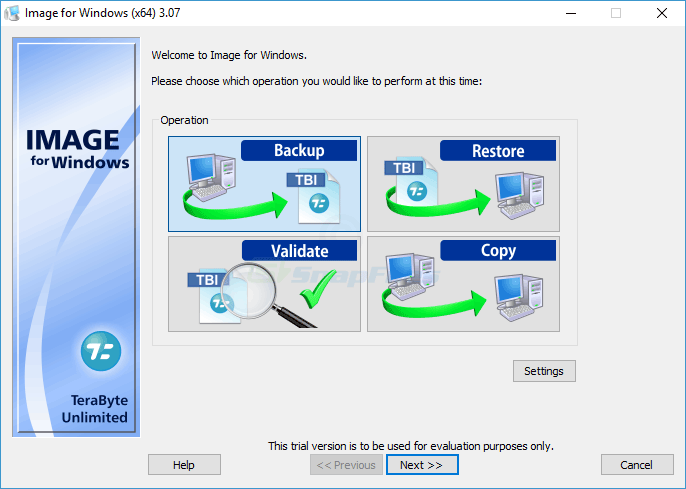 screen capture of Image for Windows