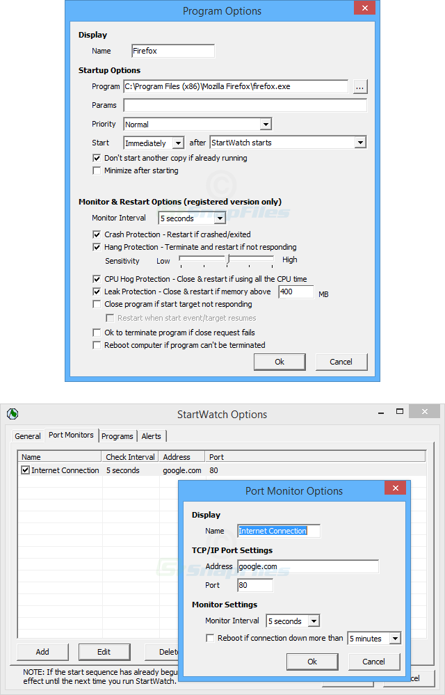 screenshot of StartWatch