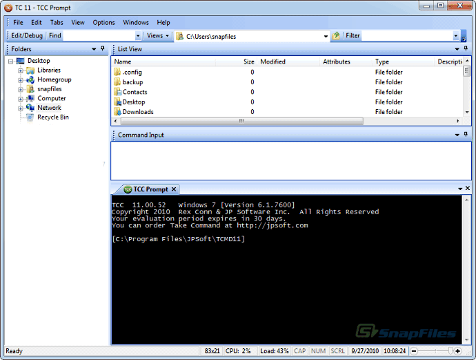 screen capture of Take Command
